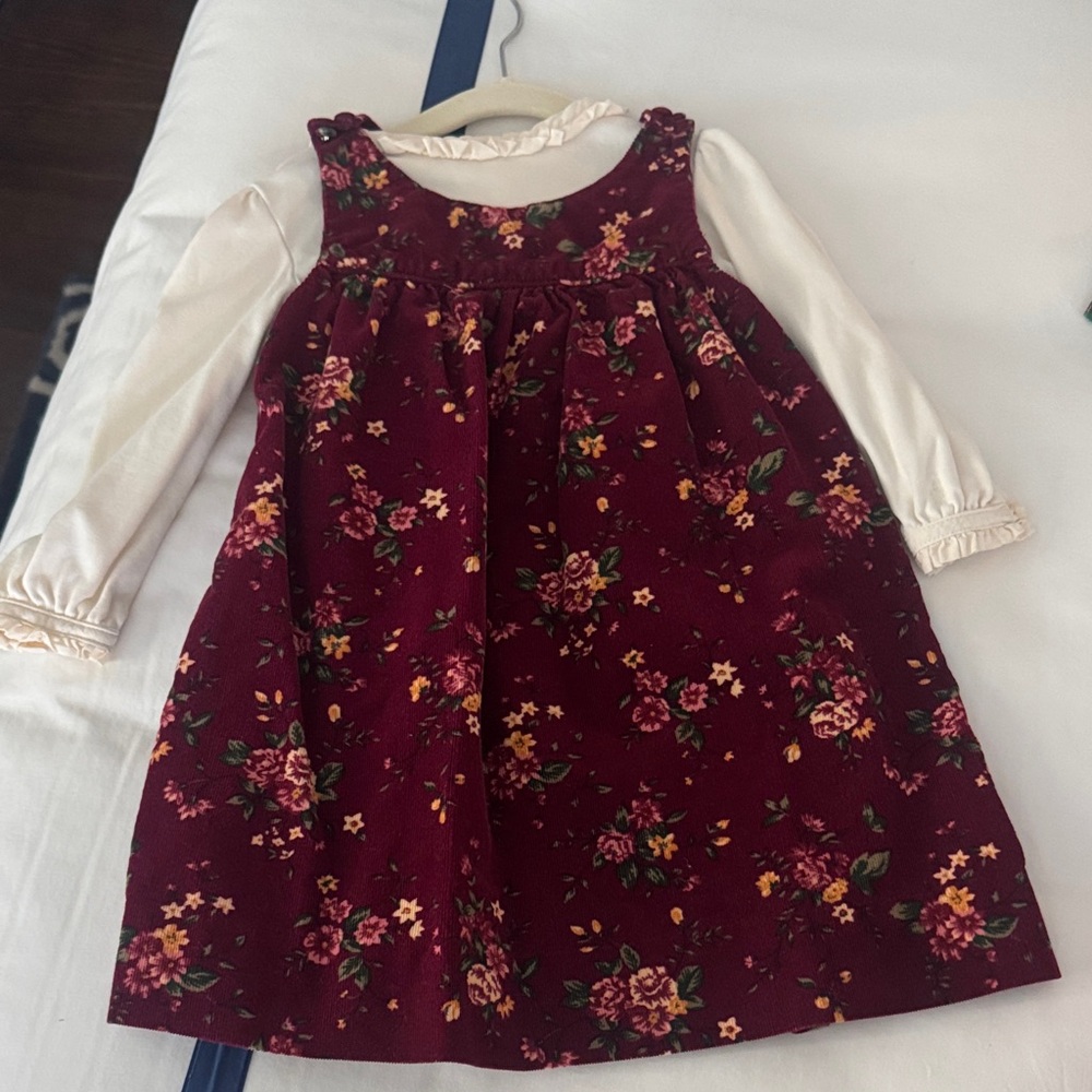 Ralph Lauren Maroon Floral Kids Dress